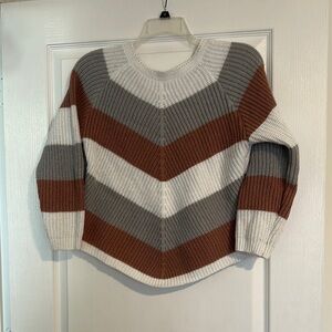 Striped Pink/Brown and Gray Women's Sweater